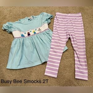 Busy Bee Smocks Frozen Smocked Pants Set